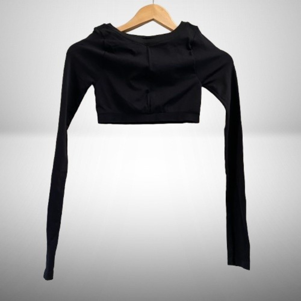 NEW Free‎ People Movement Cropped Long Sleeve Layering Top XS/S Black